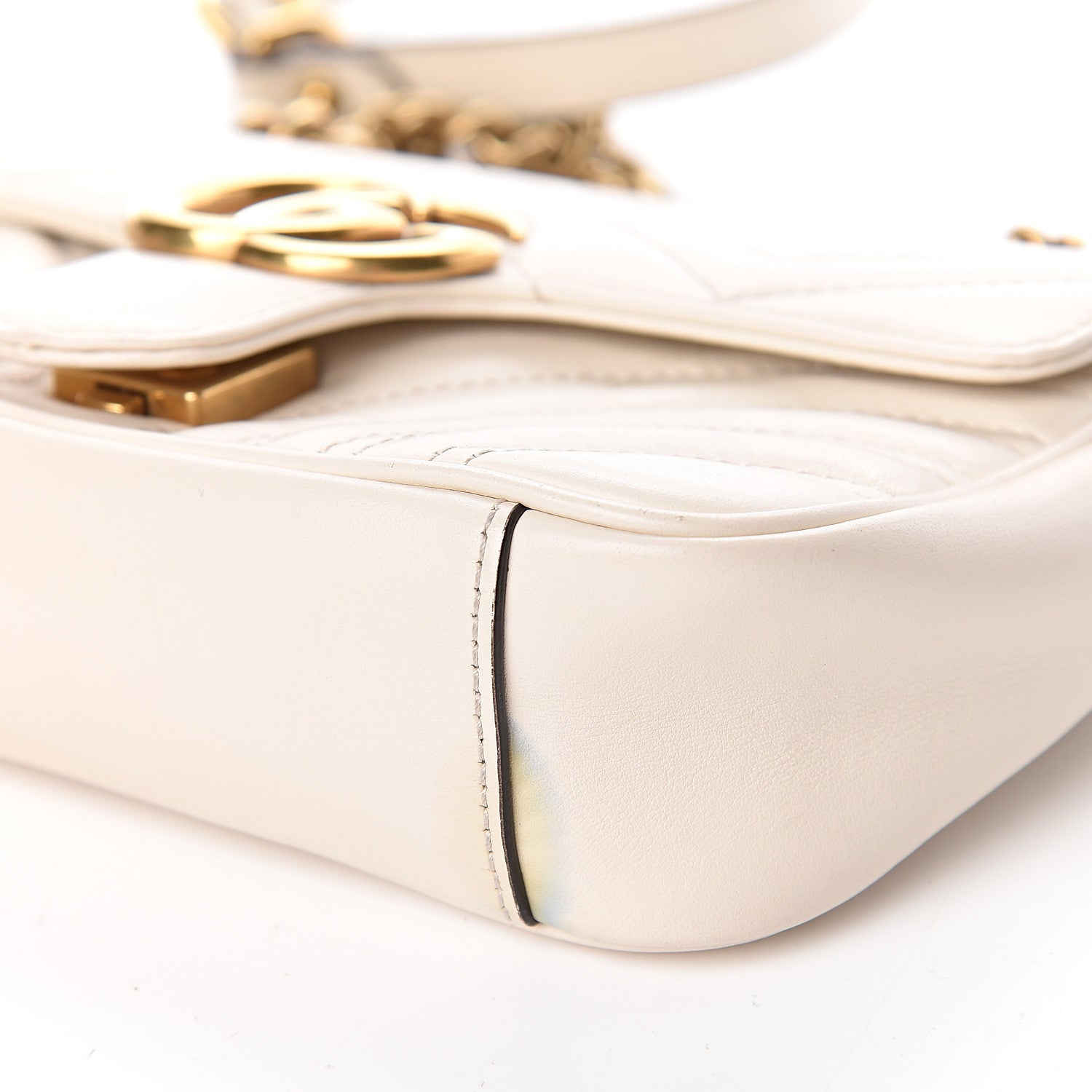 Gucci Calfskin Matelasse Mini GG Marmont Shoulder Bag White 8 of 12