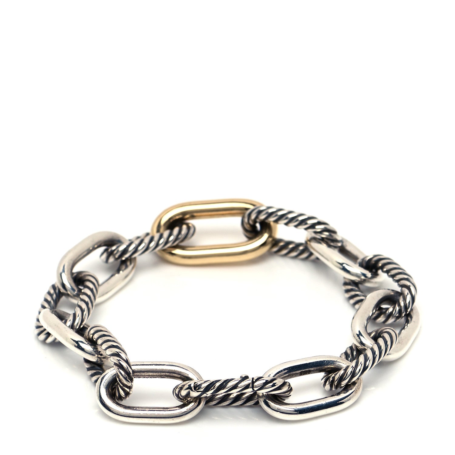 David Yurman Sterling Silver 18K Yellow Gold 11mm Madison Chain Bracelet 3 of 4