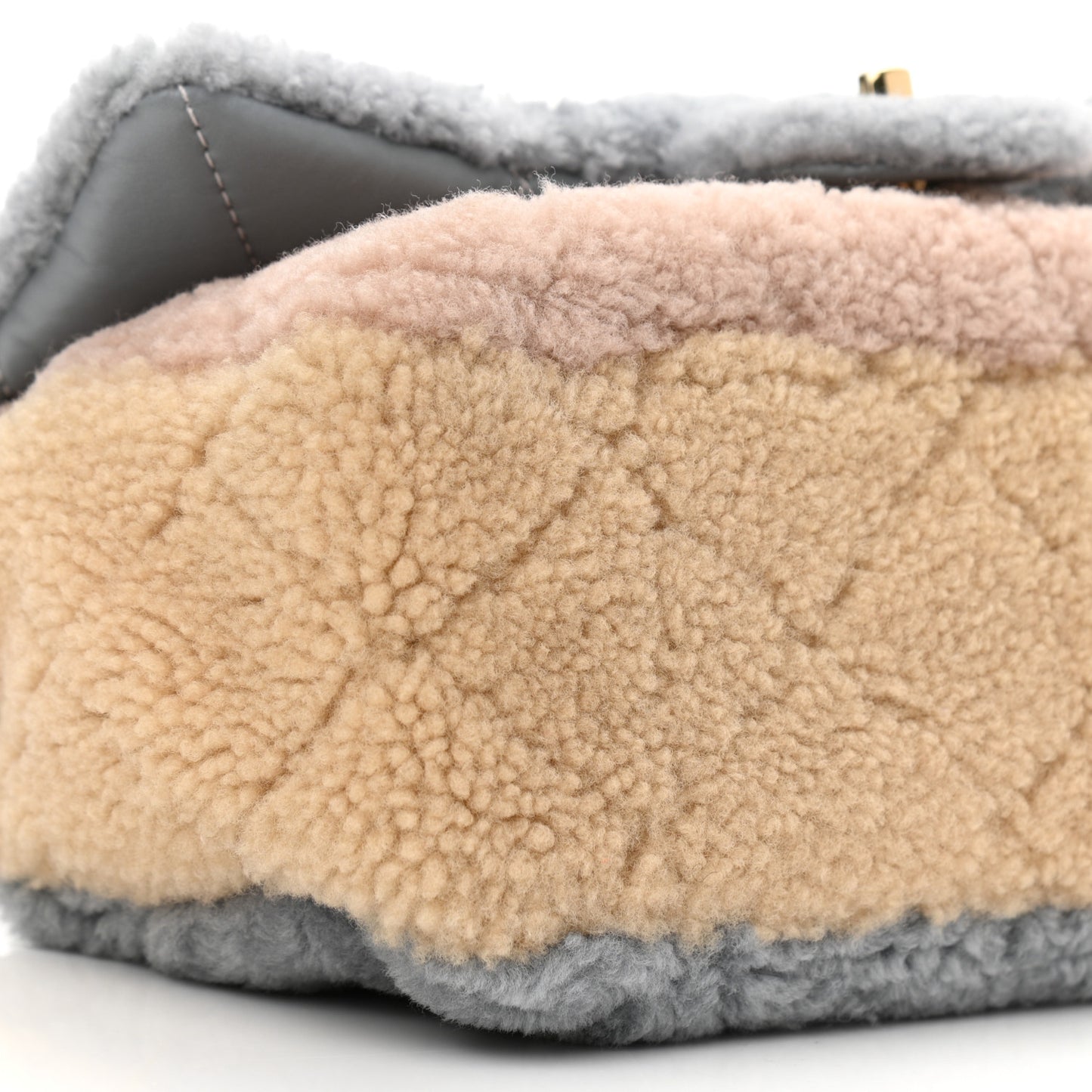 Shearling Sheepskin Single Flap Gray Pink Beige