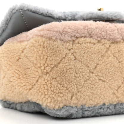 Chanel Shearling Sheepskin Single Flap Gray Pink Beige 9 of 14