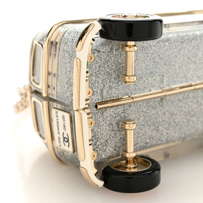 Chanel Plexiglass Crystal Glitter Los Angeles Mini Van Minaudiere Silver Gold Pink 9 of 12