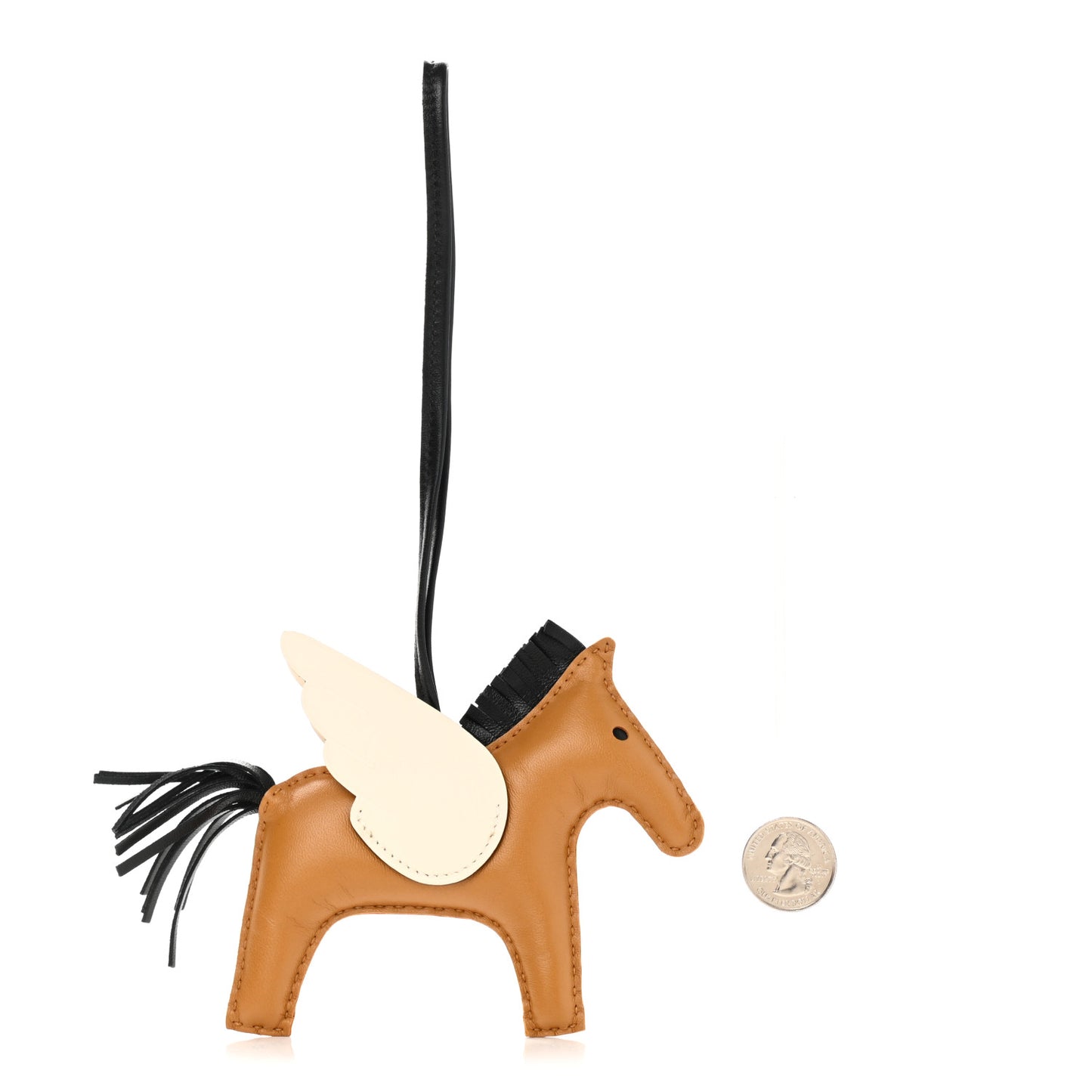 Milo Lambskin Grigri Rodeo Pegase Horse Bag Charm MM Sesame Black Nata