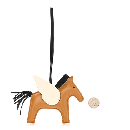 Hermes Milo Lambskin Grigri Rodeo Pegase Horse Bag Charm MM Sesame Black Nata 2 of 5