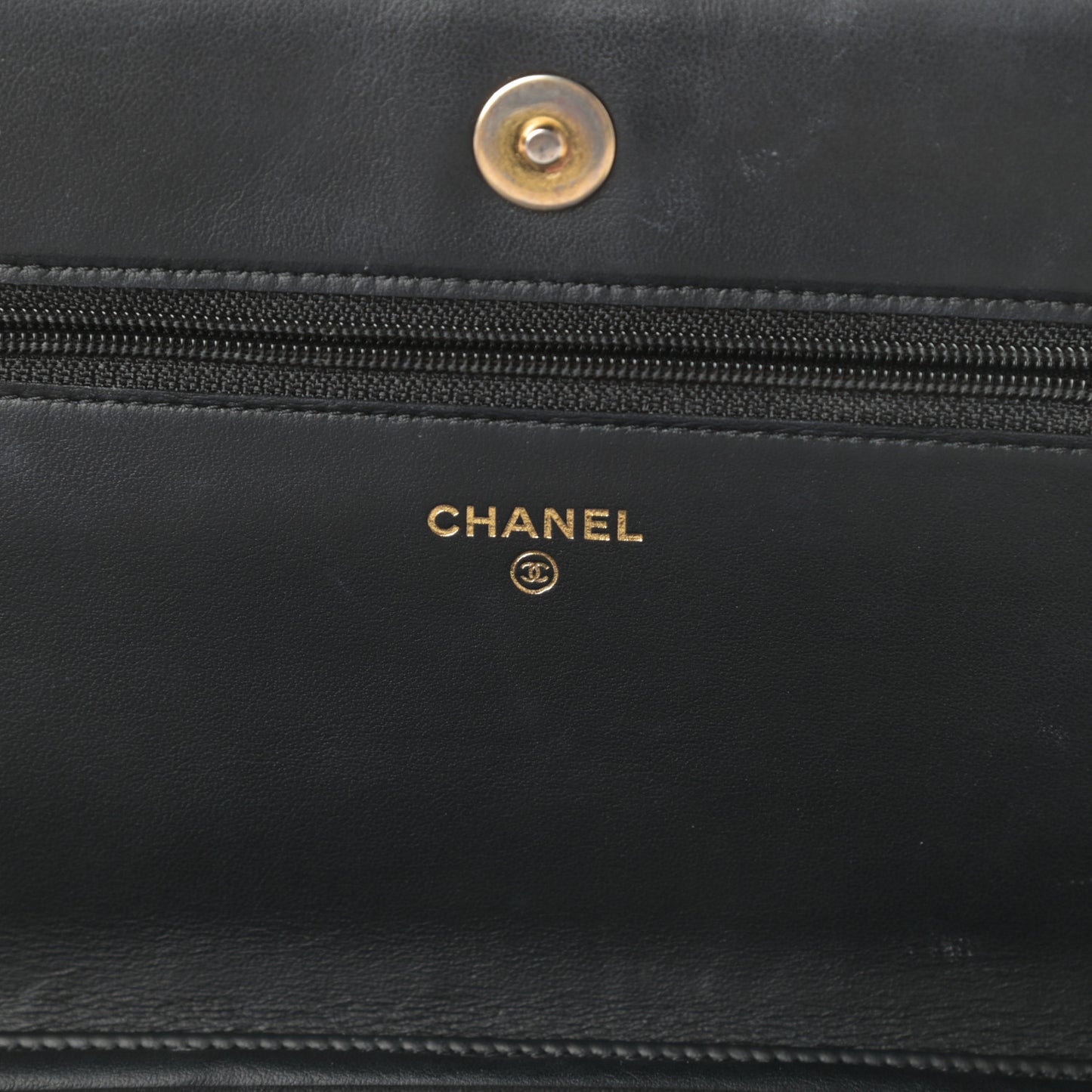 Calfskin Quilted Chain Around Boy Wallet On Chain WOC Black
