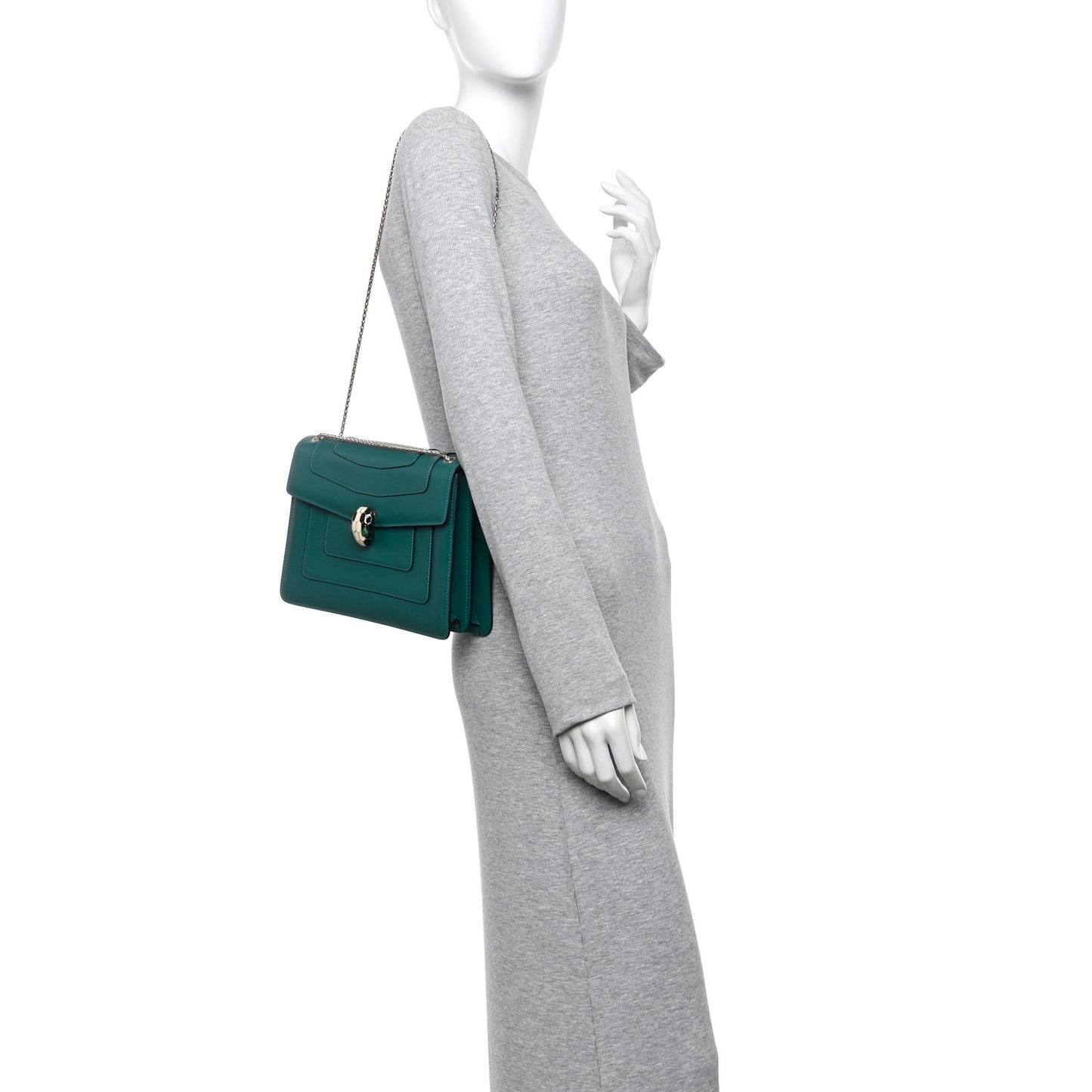 Calfskin Serpenti Forever Shoulder Bag Emerald Green