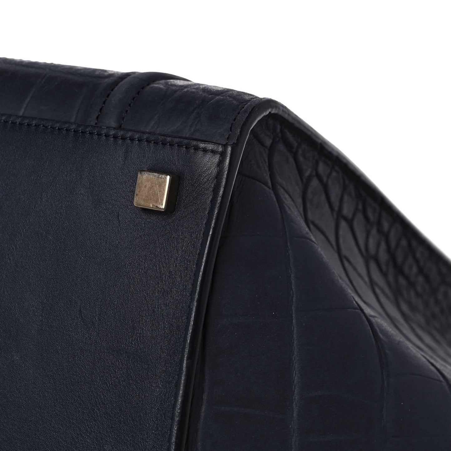 Crocodile Embossed Calfskin Medium Phantom Luggage Navy Blue