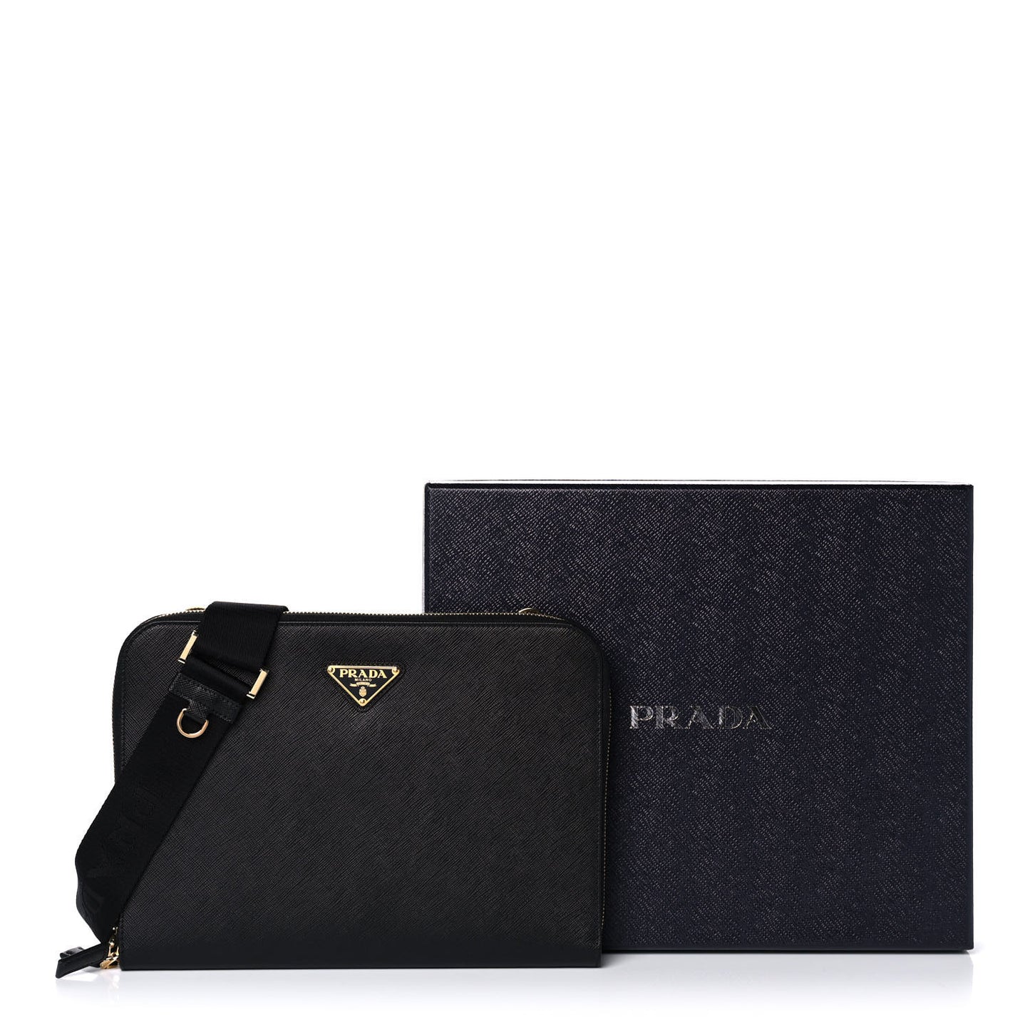 Saffiano Lux Crossbody Bag Black