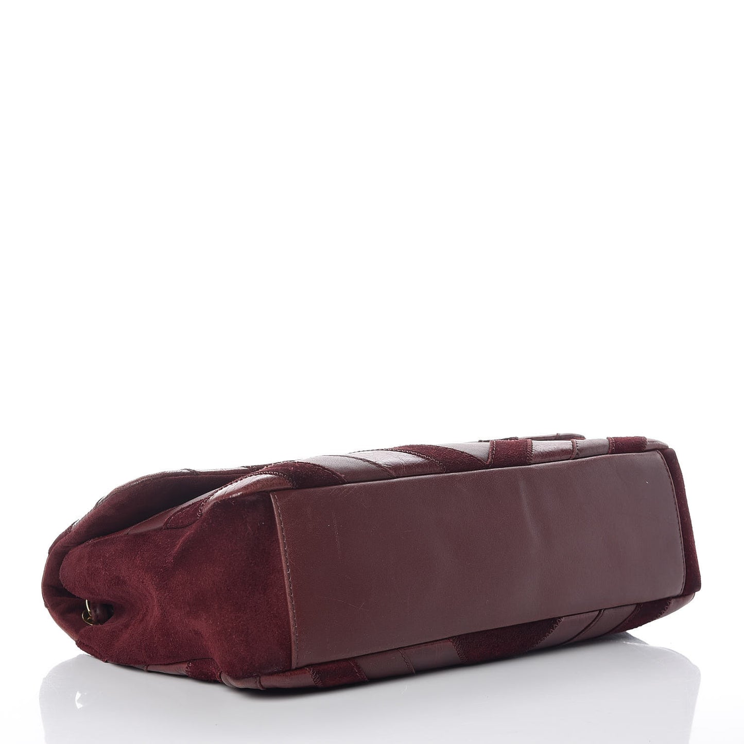 Suede Lambskin Glazed Calfskin Large Lady Vintage Chevron Flap Burgundy