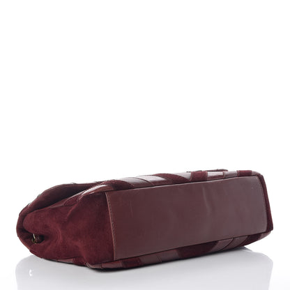 Chanel Suede Lambskin Glazed Calfskin Large Lady Vintage Chevron Flap Burgundy 4 of 14