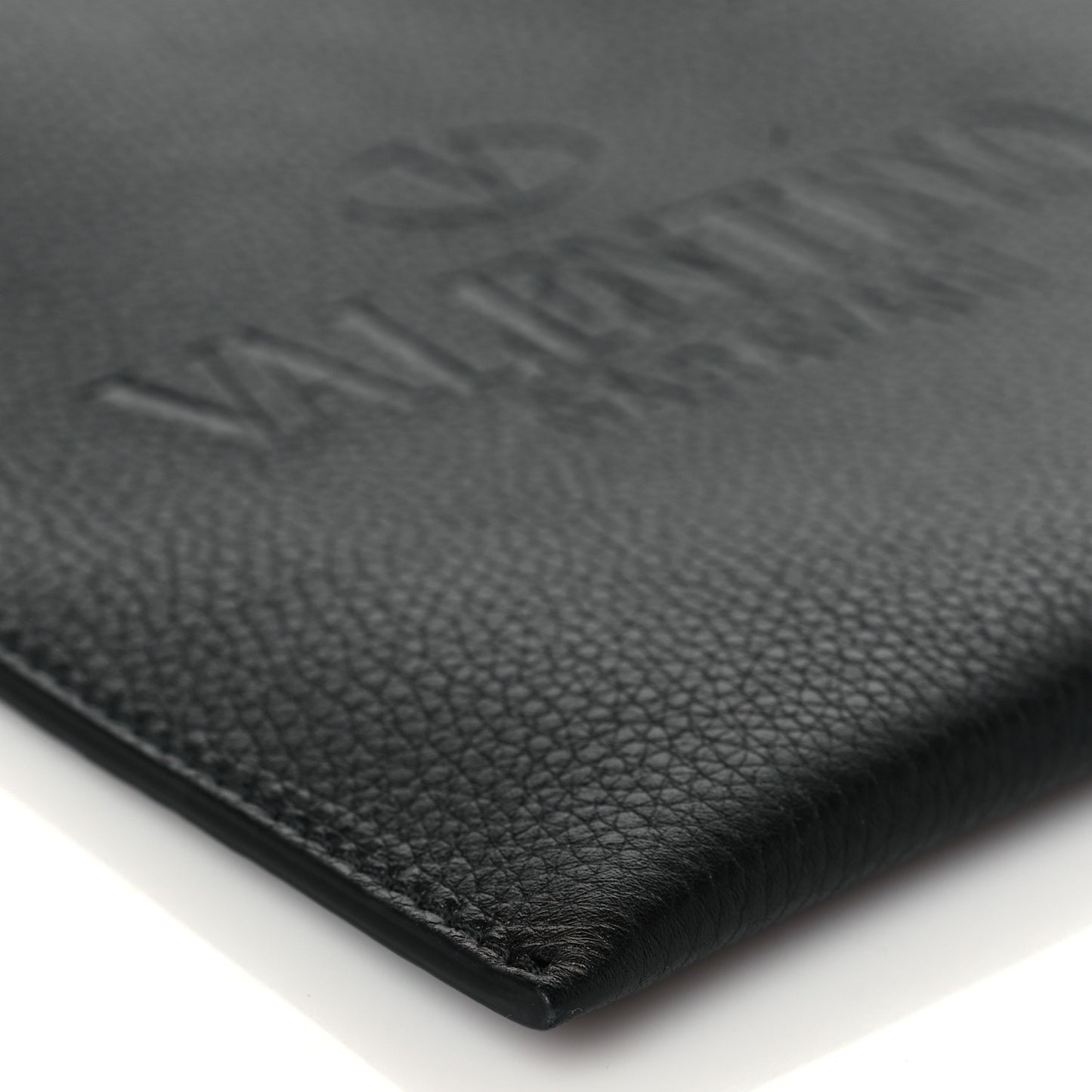 Pebbled Calfskin Roman Stud Logo Crossbody Pouch Black