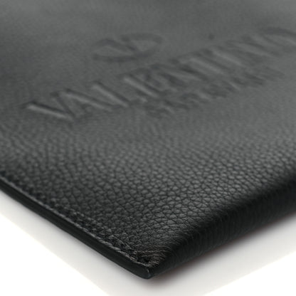 Valentino Garavani Pebbled Calfskin Roman Stud Logo Crossbody Pouch Black 8 of 9
