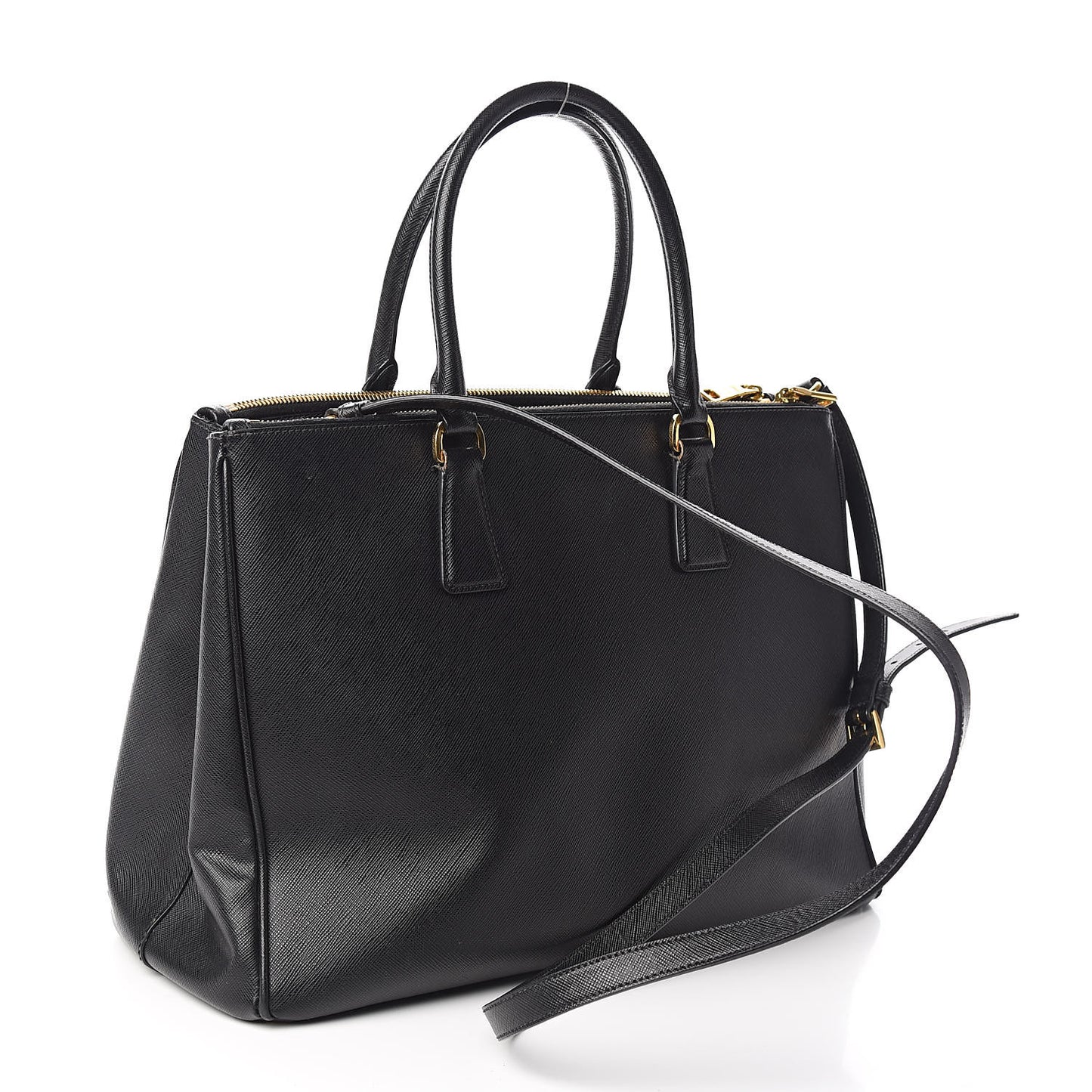 Saffiano Large Galleria Double Zip Tote Black