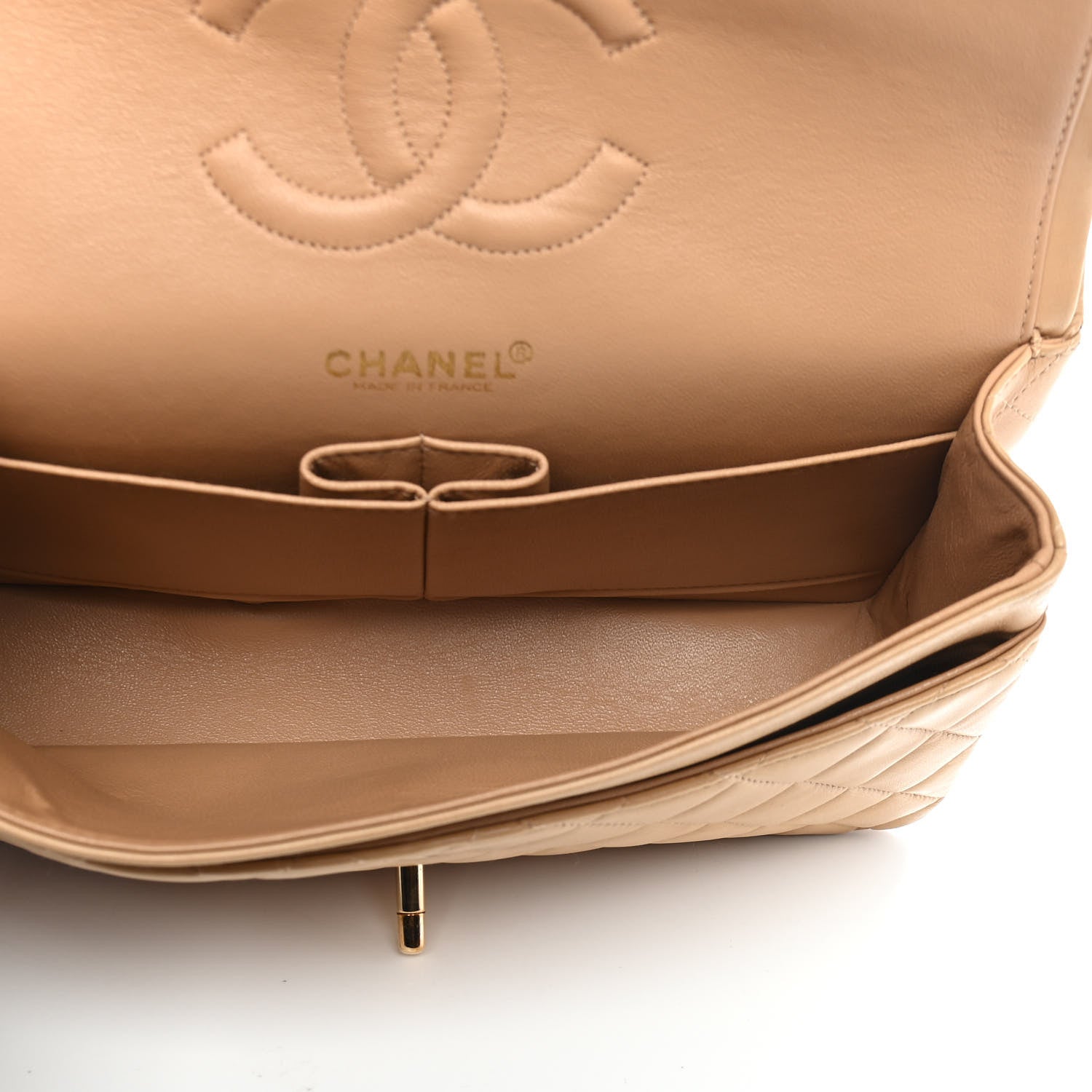 Chanel Lambskin Quilted Medium Double Flap Beige 5 of 10