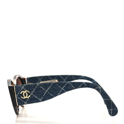 Chanel Acetate Denim Oval Sunglasses 5405 Tortoise Dark Blue 3 of 7