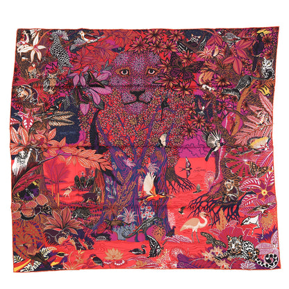Hermes Silk Wild Singapore Scarf 90 Rouge Violet Beige 1 of 3