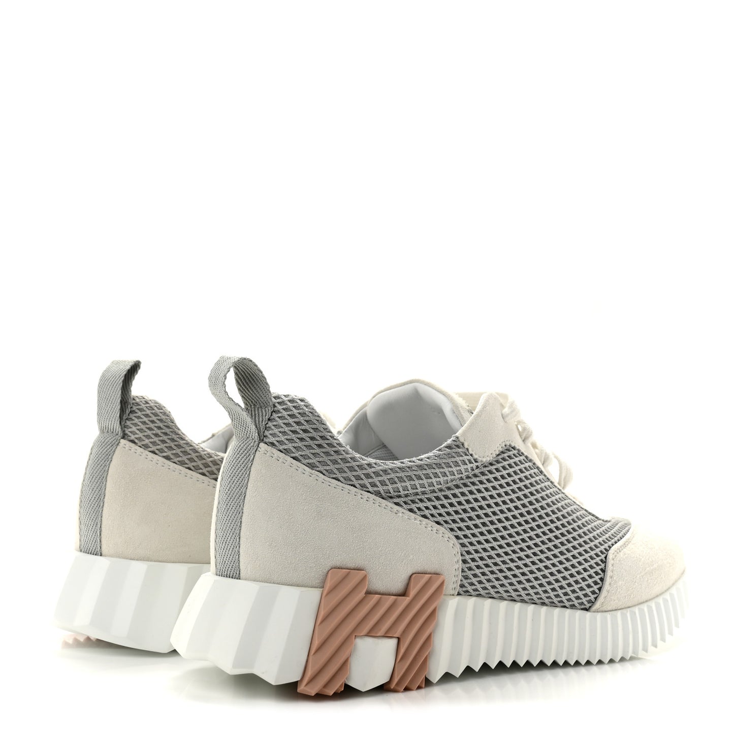 Air Mesh Suede Goatskin Bouncing Sneakers 39 Gris Lulea White