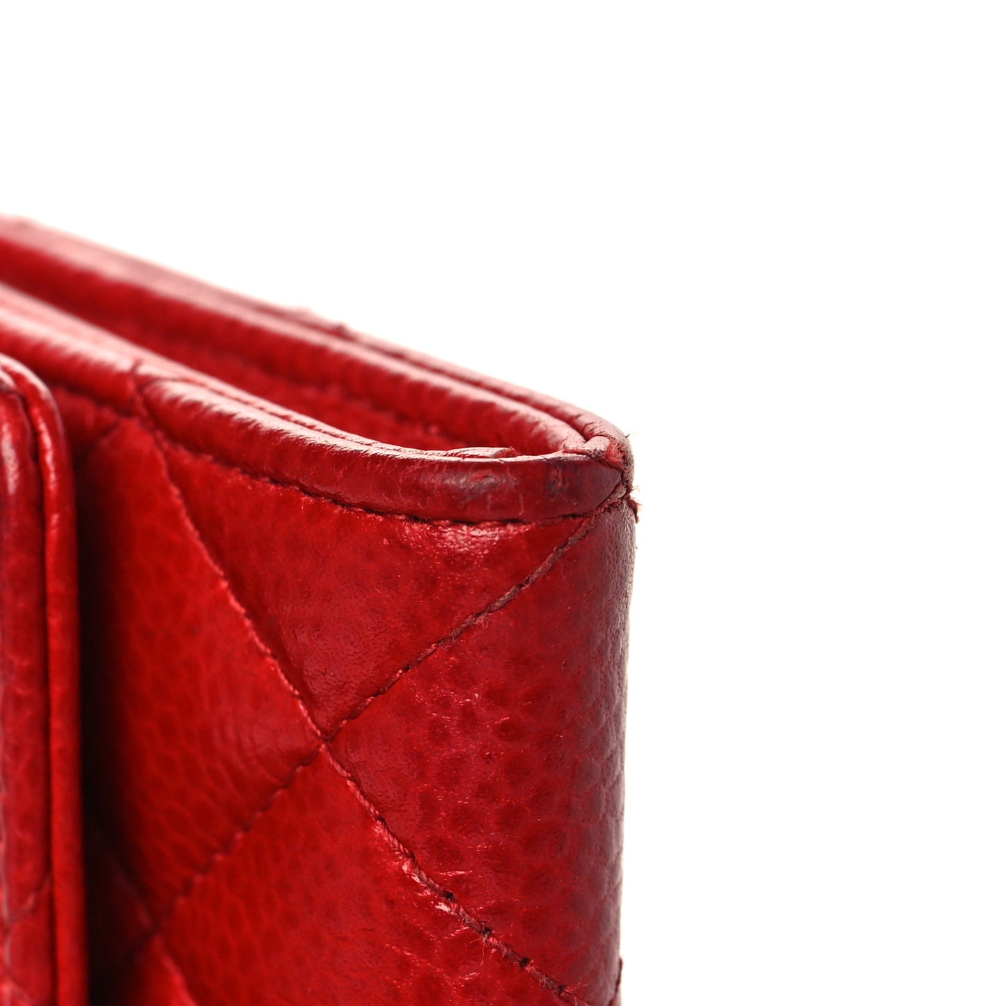 Caviar Quilted Flap Card Holder Red