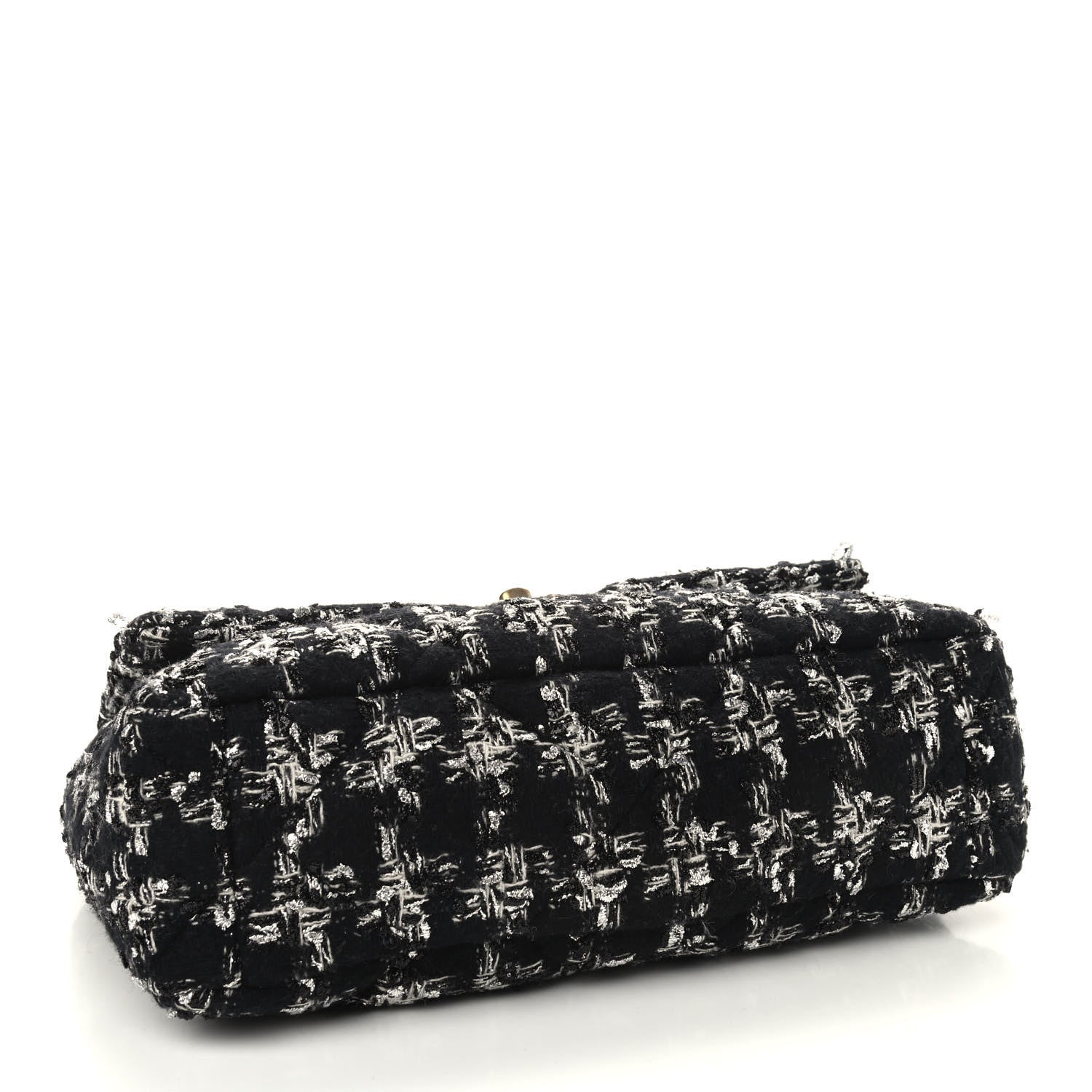 Chanel Tweed Quilted Large Chanel 19 Flap Black Silver Ecru 4 of 9