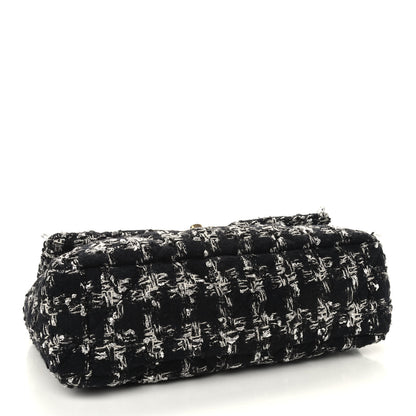 Chanel Tweed Quilted Large Chanel 19 Flap Black Silver Ecru 4 of 9