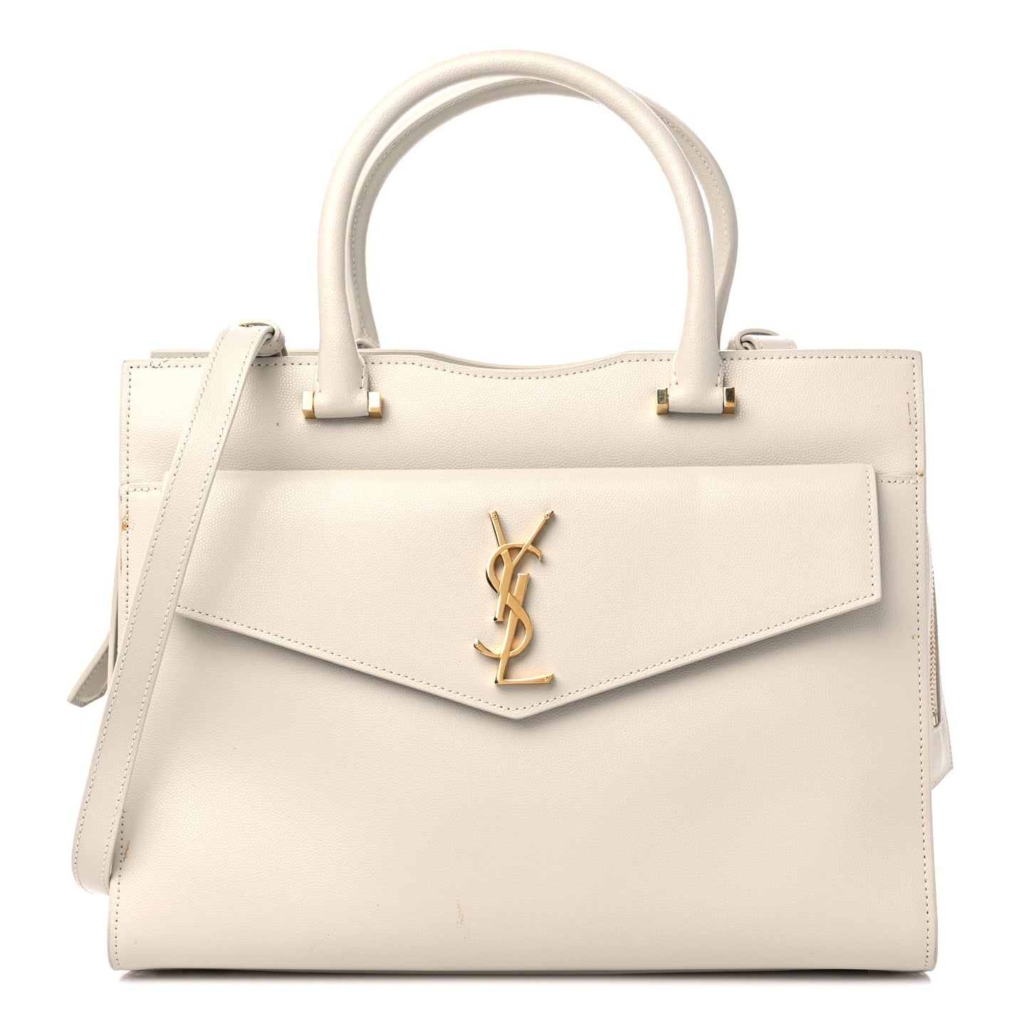 Shiny Calfskin Medium Uptown Tote White
