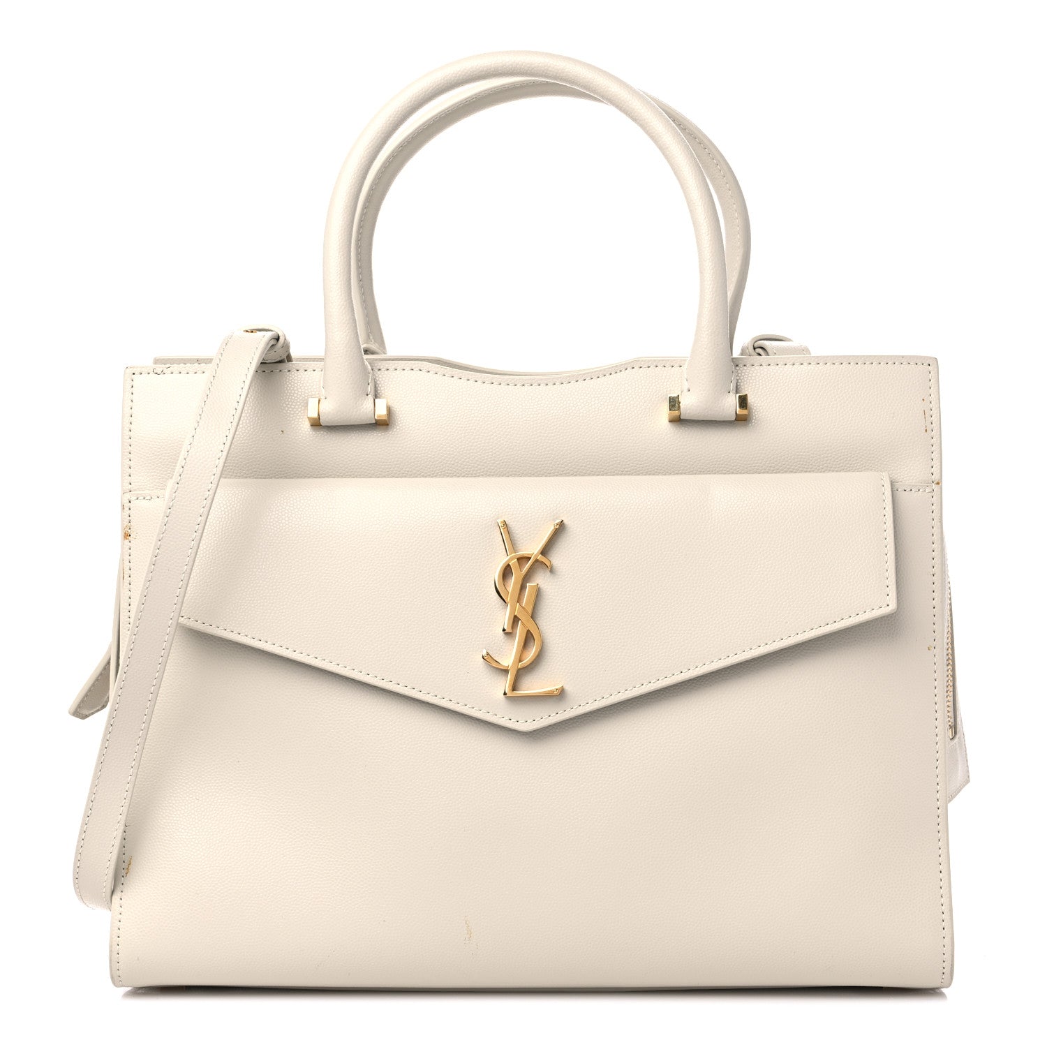 Saint Laurent Shiny Calfskin Medium Uptown Tote White 1 of 17