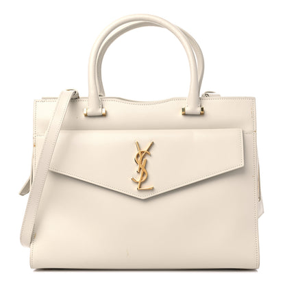 Saint Laurent Shiny Calfskin Medium Uptown Tote White 1 of 17