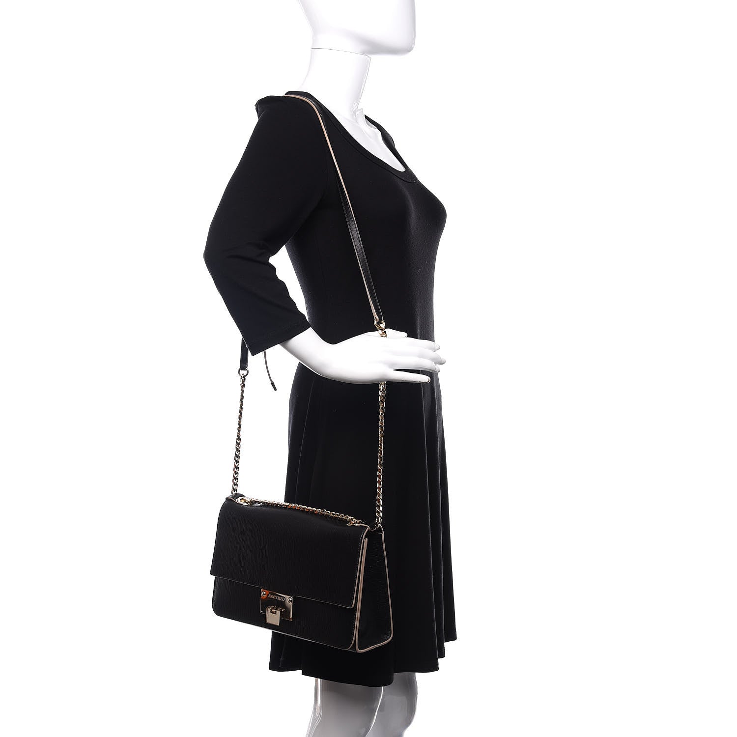 Jimmy Choo Washed Crinkled Calfskin Rebel Shoulder Bag Black 2 of 9