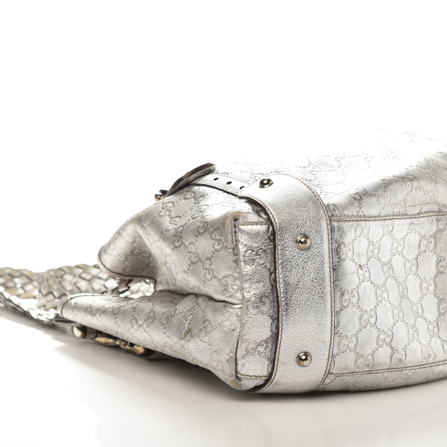 Gucci Metallic Guccissima Medium Pelham Shoulder Bag Silver 6 of 15