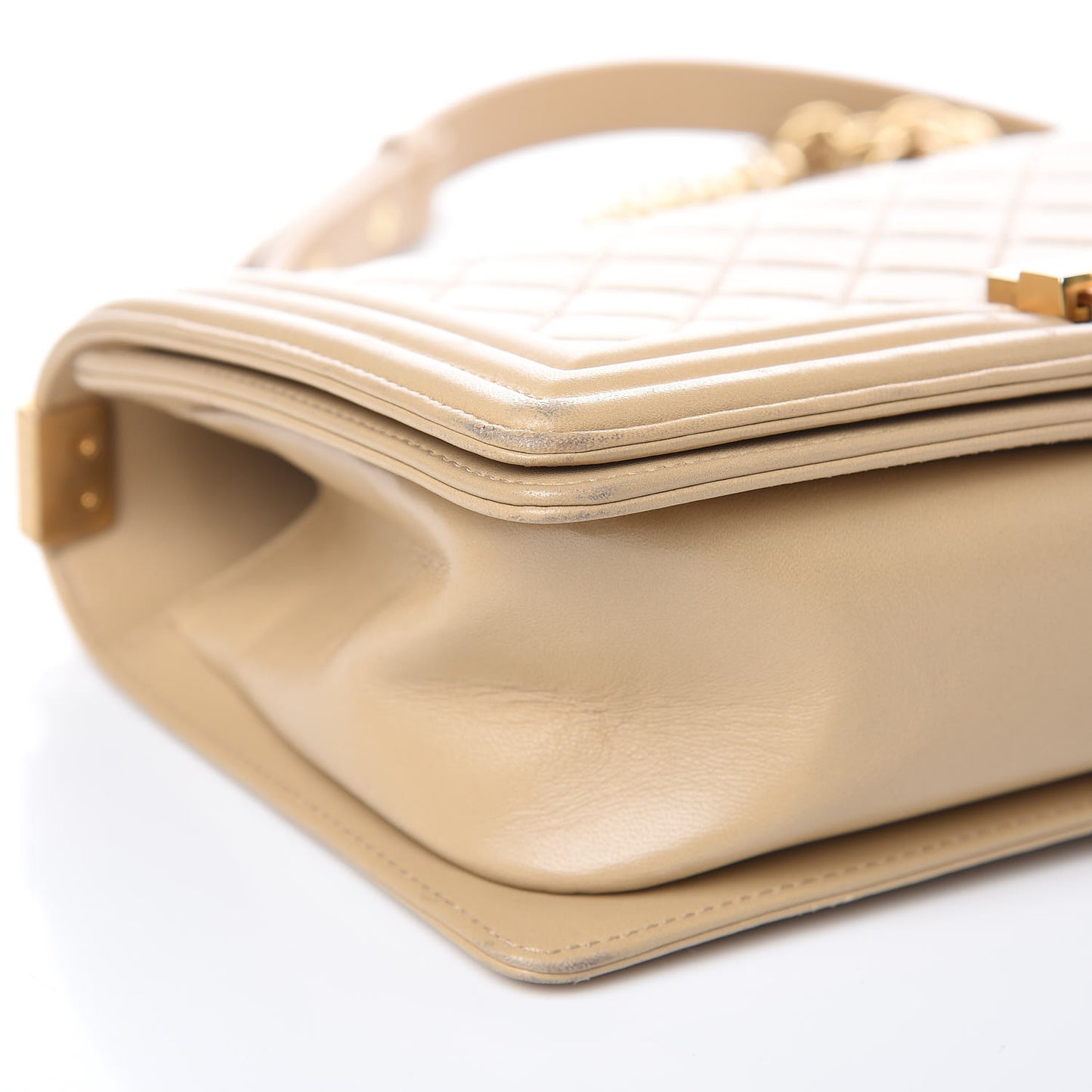 Lambskin Quilted Medium Boy Flap Light Beige