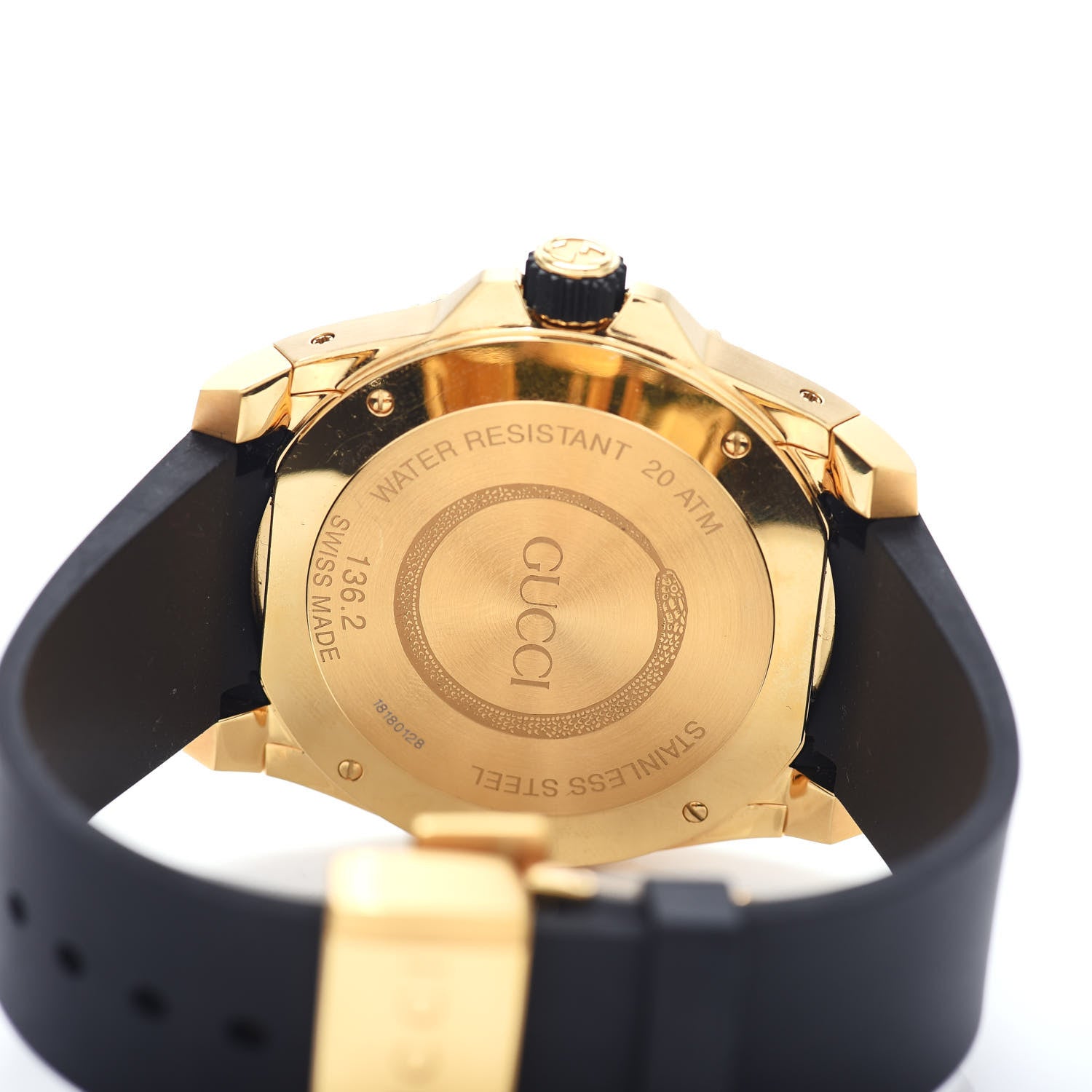 Gucci Stainless Steel Rubber 45mm Dive Snake Quartz Watch Black 4 of 4