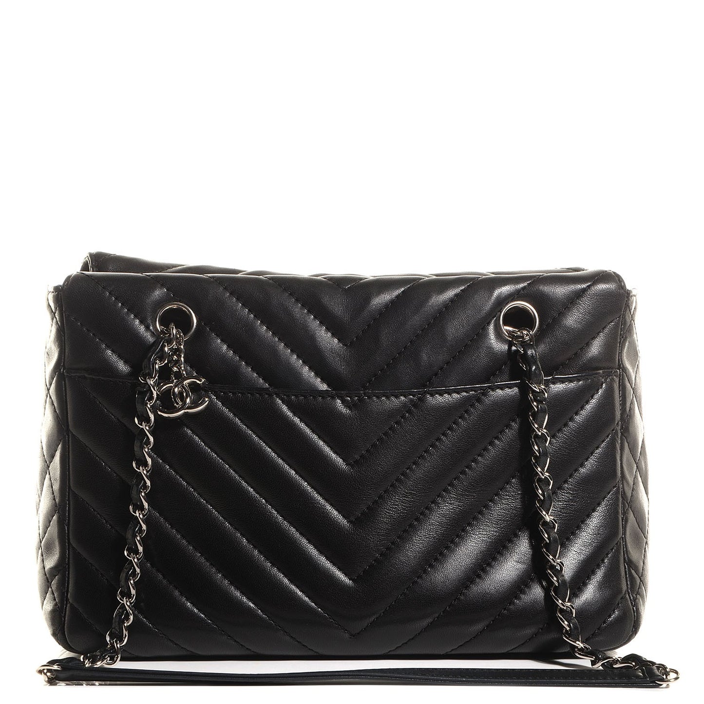 Lambskin Surpique Chevron Small Tote Black