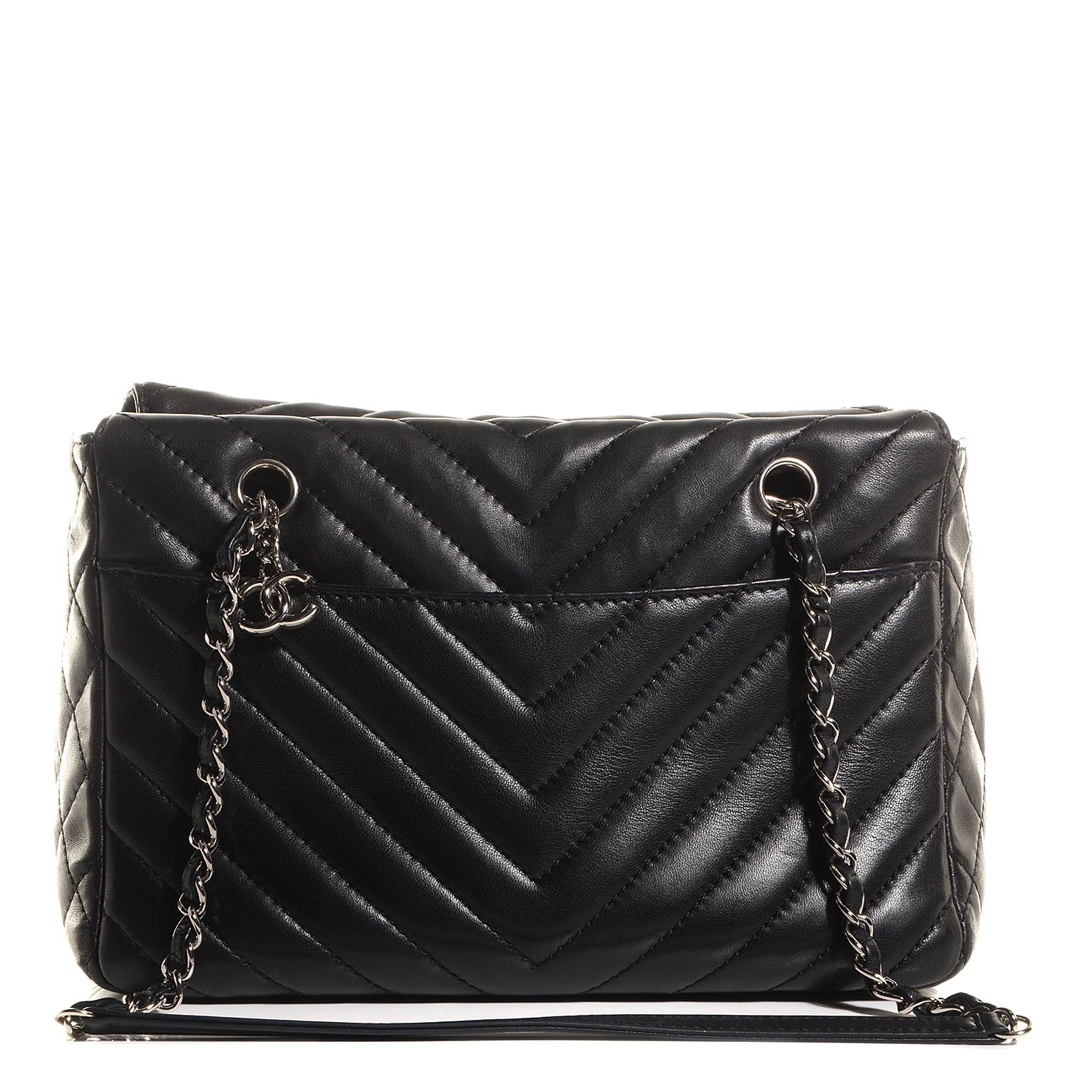 Chanel Lambskin Surpique Chevron Small Tote Black 1 of 7