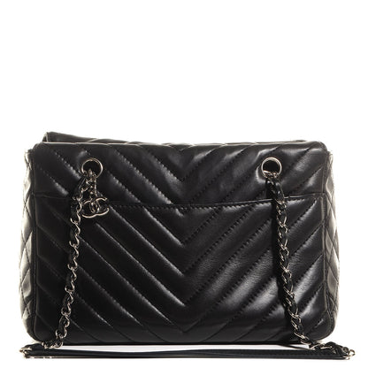 Chanel Lambskin Surpique Chevron Small Tote Black 1 of 7