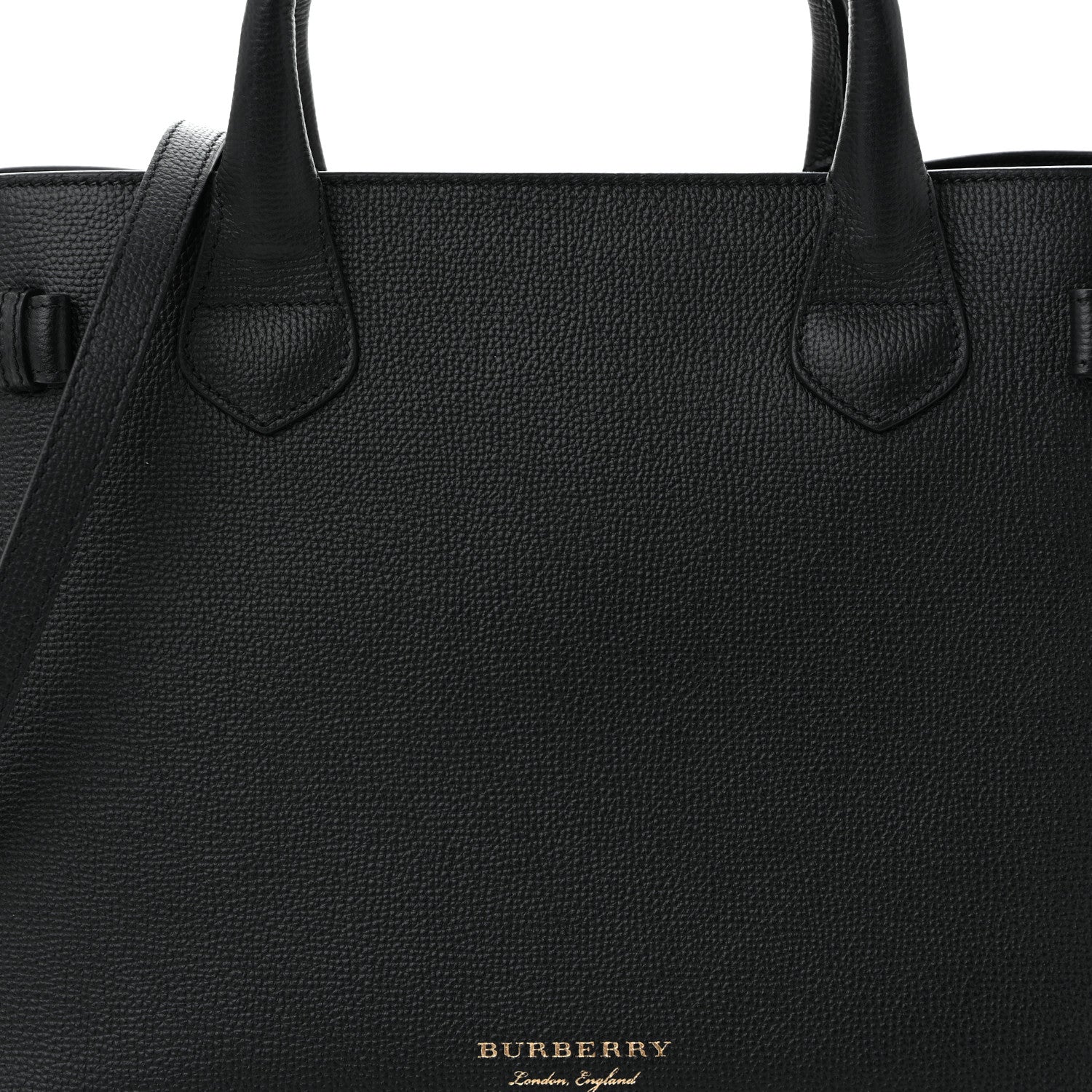 Burberry Derby Calfskin House Check Medium Banner Tote Black 8 of 10