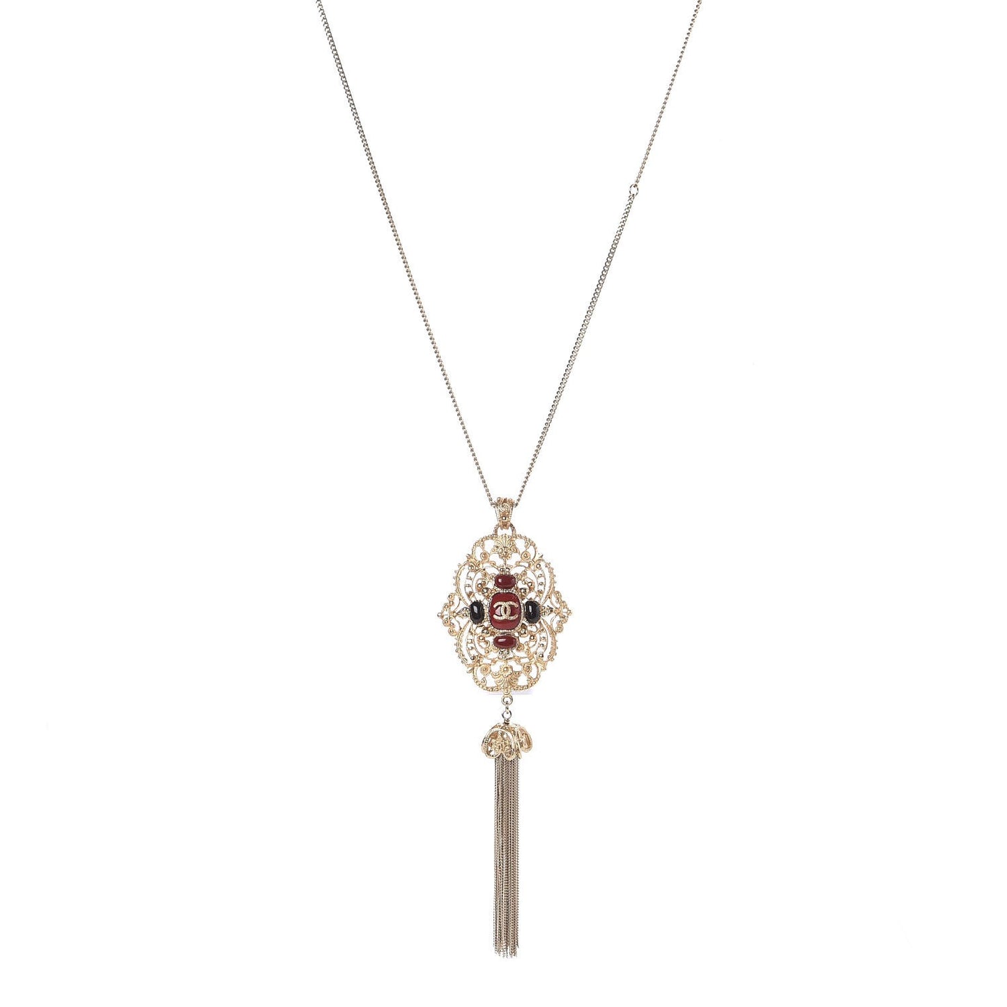 Gripoix CC Tassel Necklace Gold
