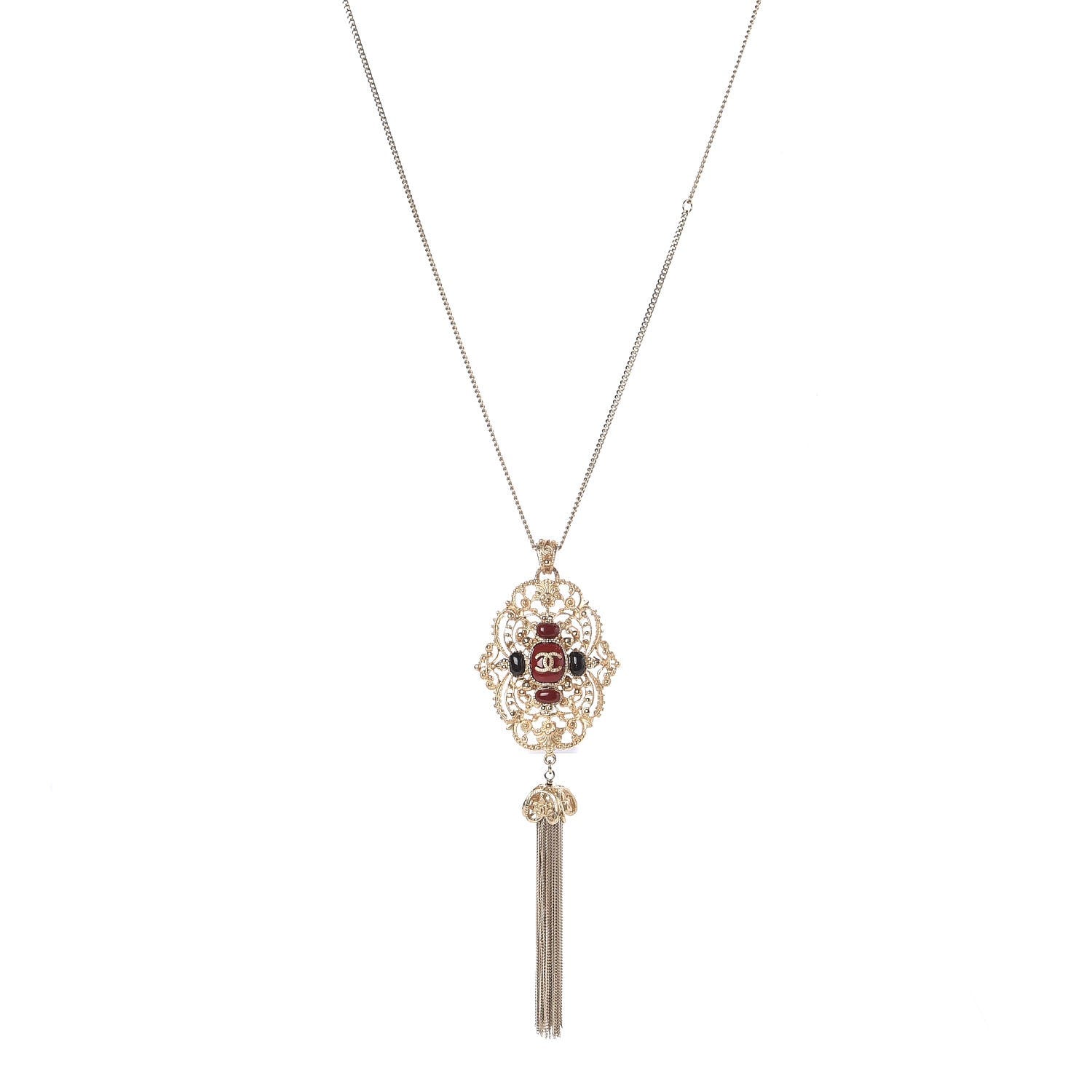 Chanel Gripoix CC Tassel Necklace Gold 1 of 5