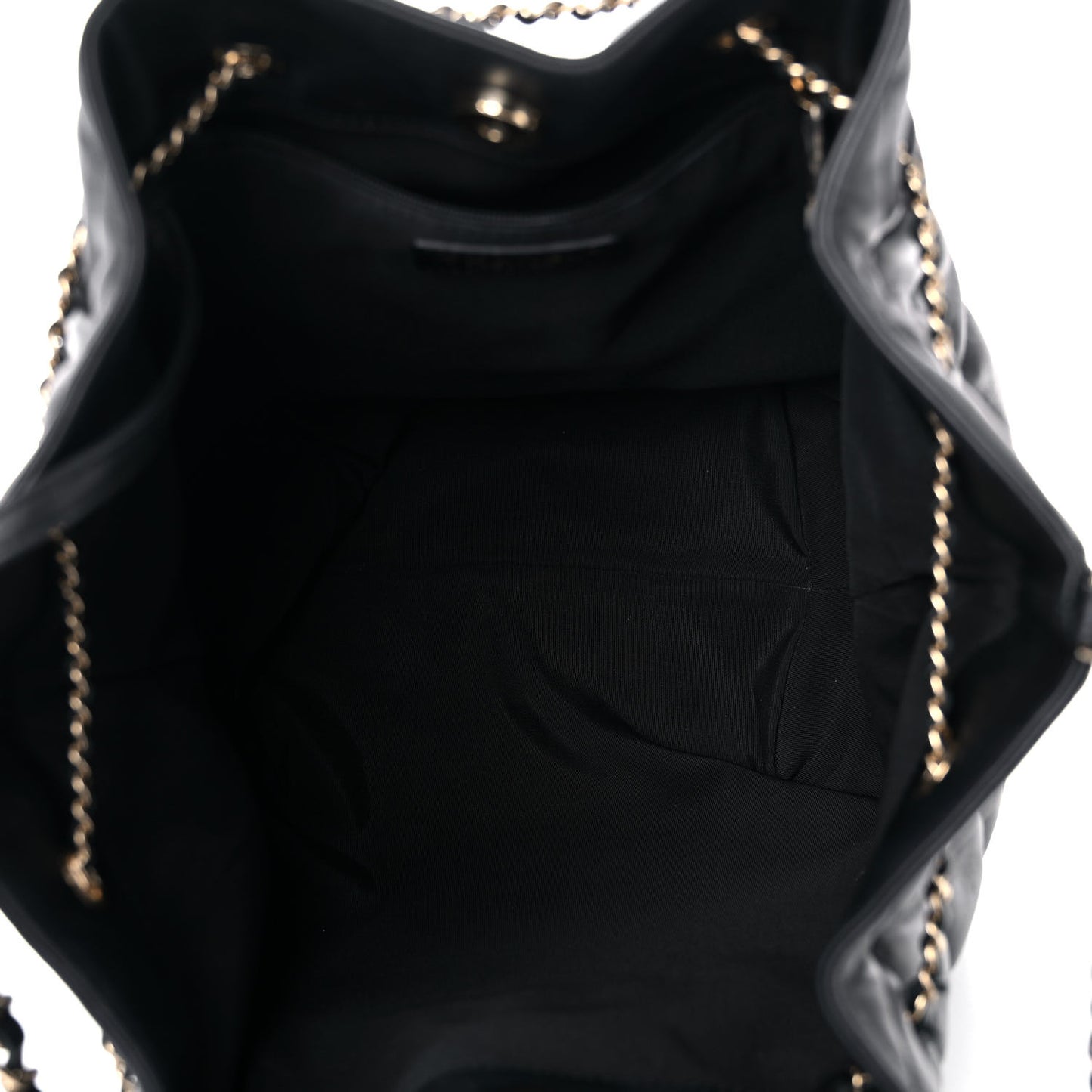 Lambskin Quilted CC Dweller Drawstring Tote Black