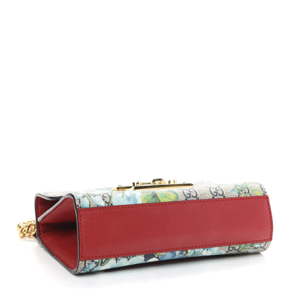 Gucci GG Supreme Monogram Blooms Small Padlock Shoulder Bag Beige Blue Navy Hibiscus Red 4 of 9