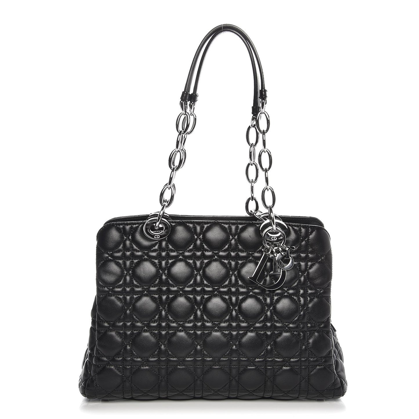Lambskin Cannage Small Dior Soft Zipped Shopping Tote Black