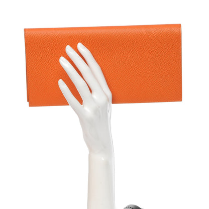 Hermes Epsom Checkbook Holder Wallet Orange 2 of 8