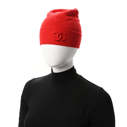Chanel Cashmere Cotton CC Beanie Hat Red 2 of 5