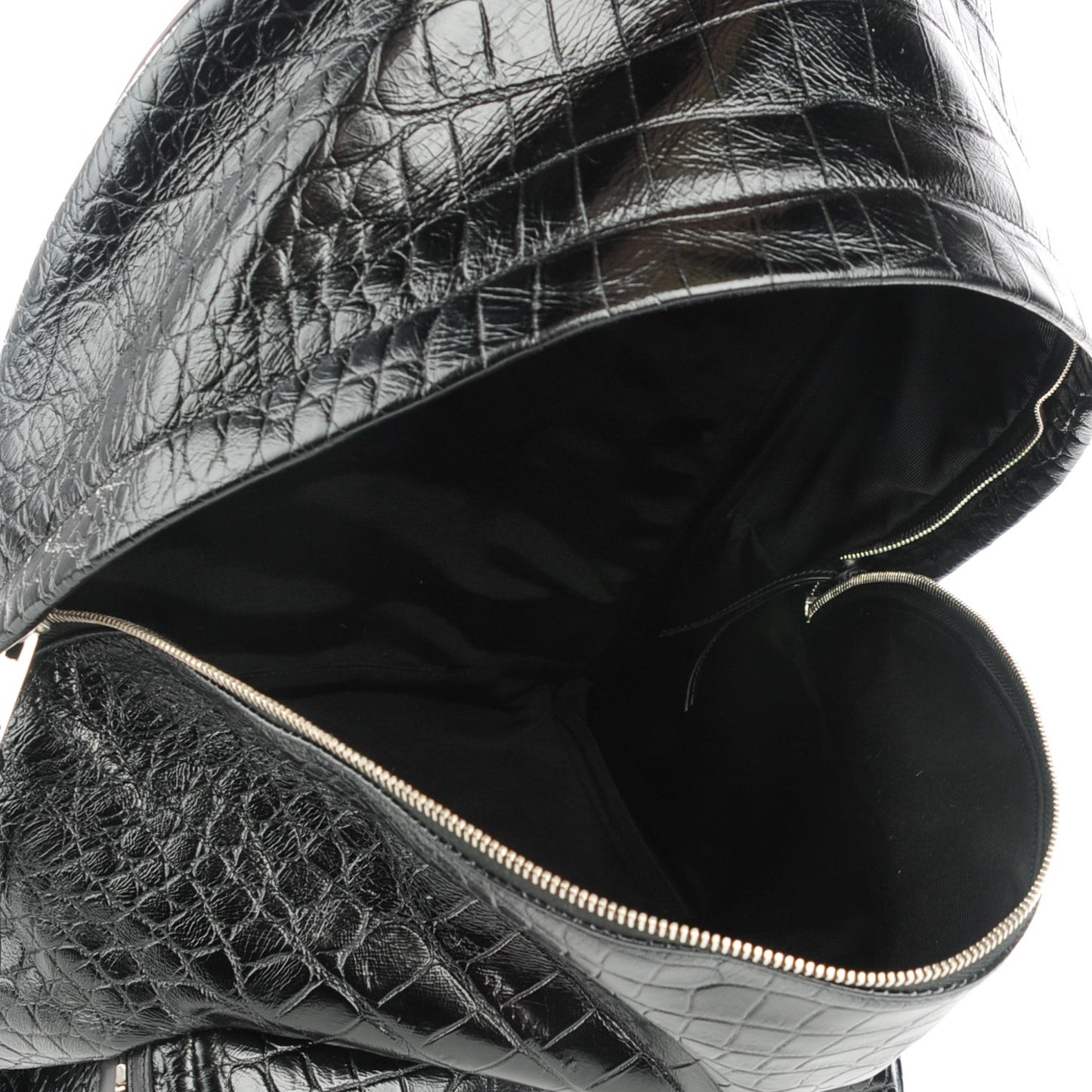 Calfskin Crocodile Embossed Hunting Backpack Black