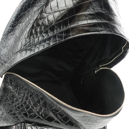 Saint Laurent Calfskin Crocodile Embossed Hunting Backpack Black 5 of 7