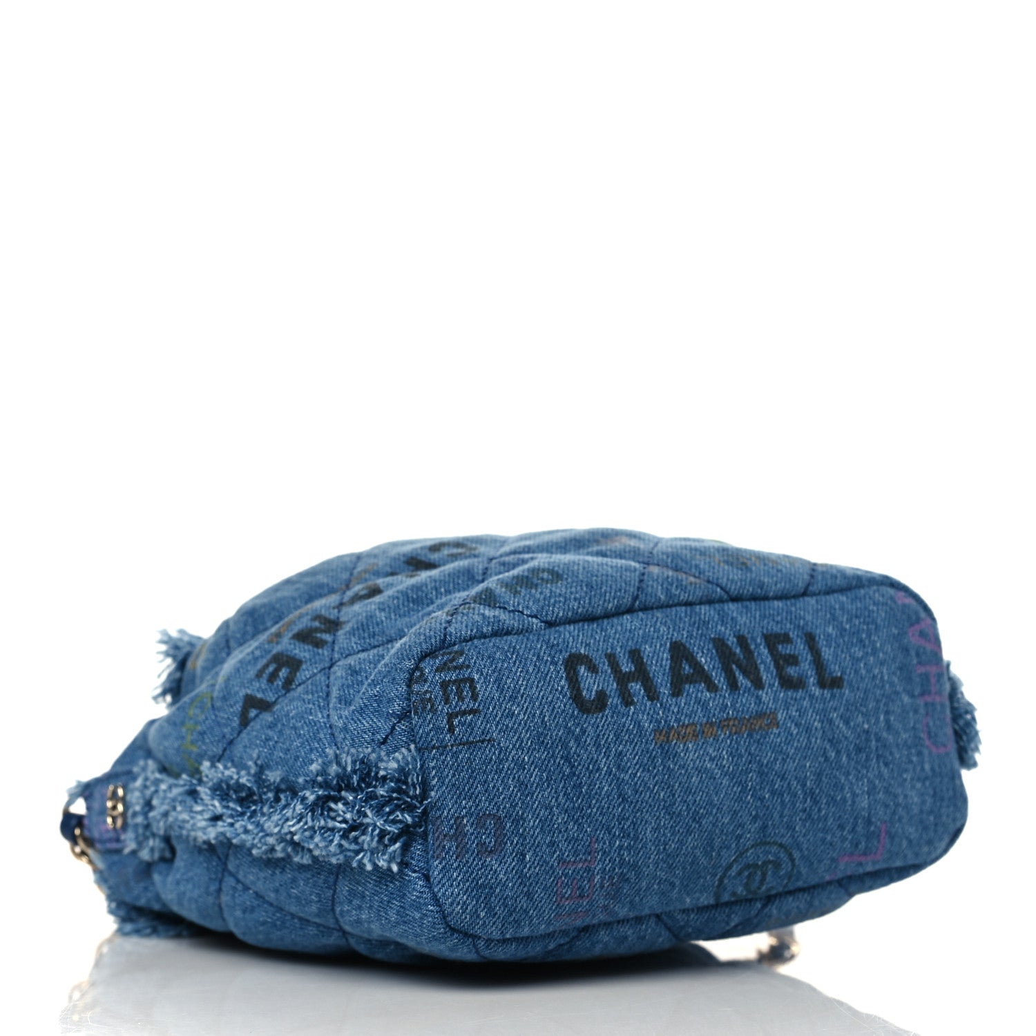 Chanel Denim Quilted Small Mood Bucket With Chain Blue Multicolor 4 of 10