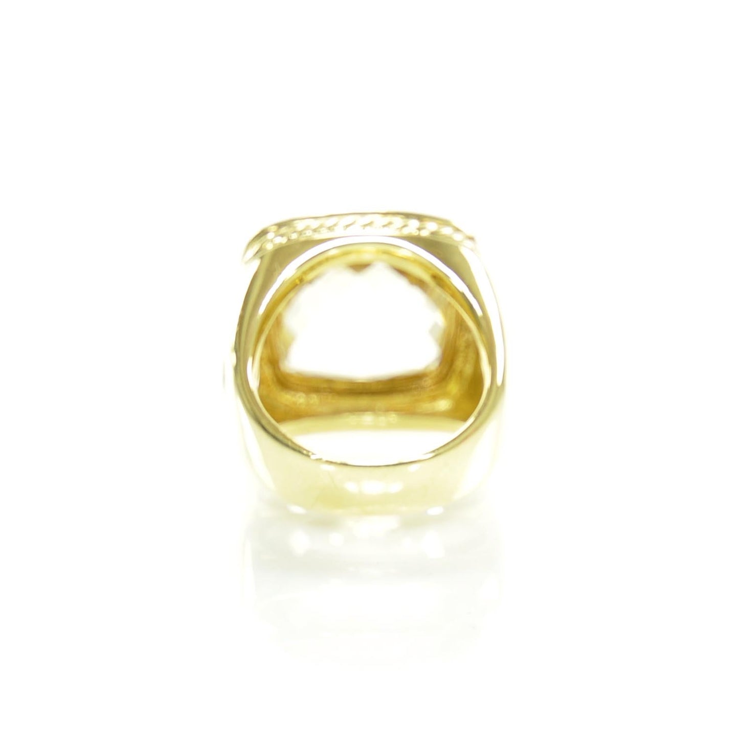 18K Yellow Gold Diamond Lemon Quartz 15mm Albion Ring 52 6