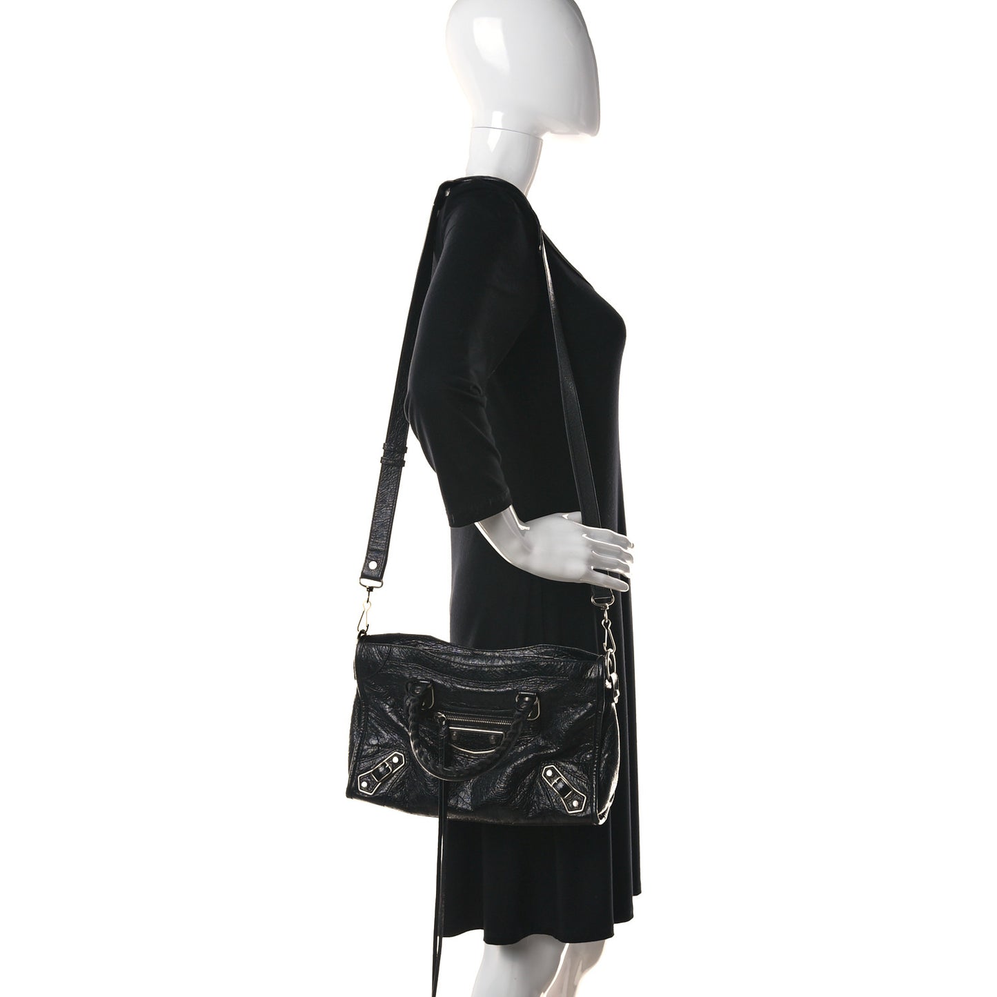 Agneau Silver Metallic Edge Hardware S City Black