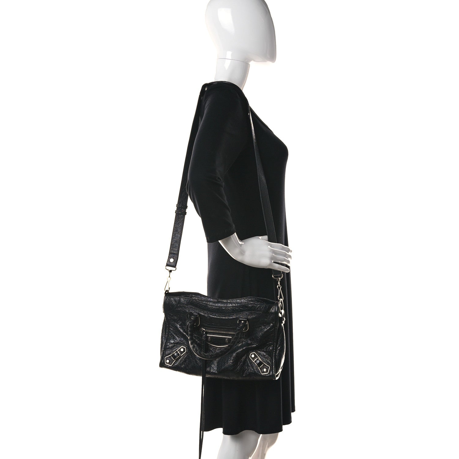 Balenciaga Agneau Silver Metallic Edge Hardware S City Black 2 of 9