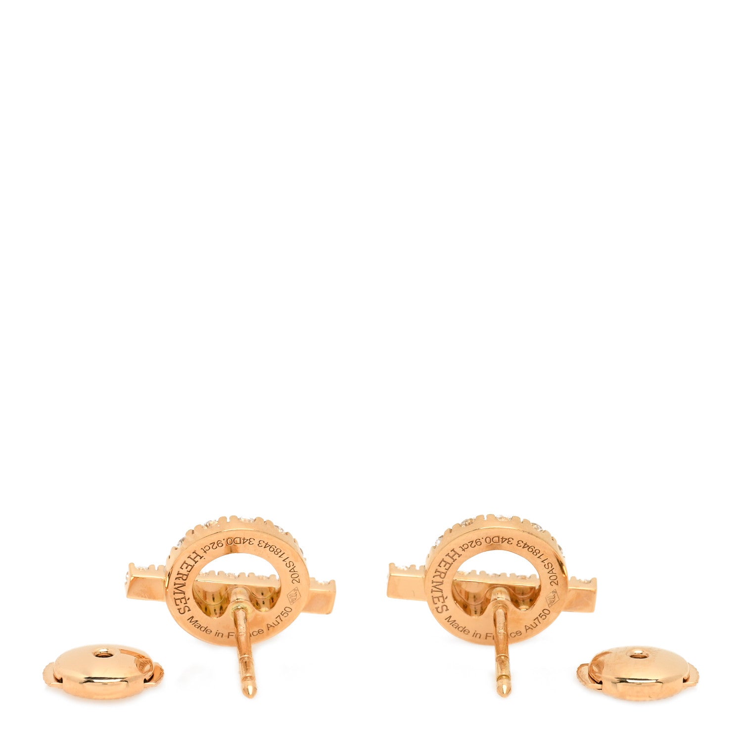 Hermes 18K Rose Gold Diamond Finesse Earrings 2 of 3