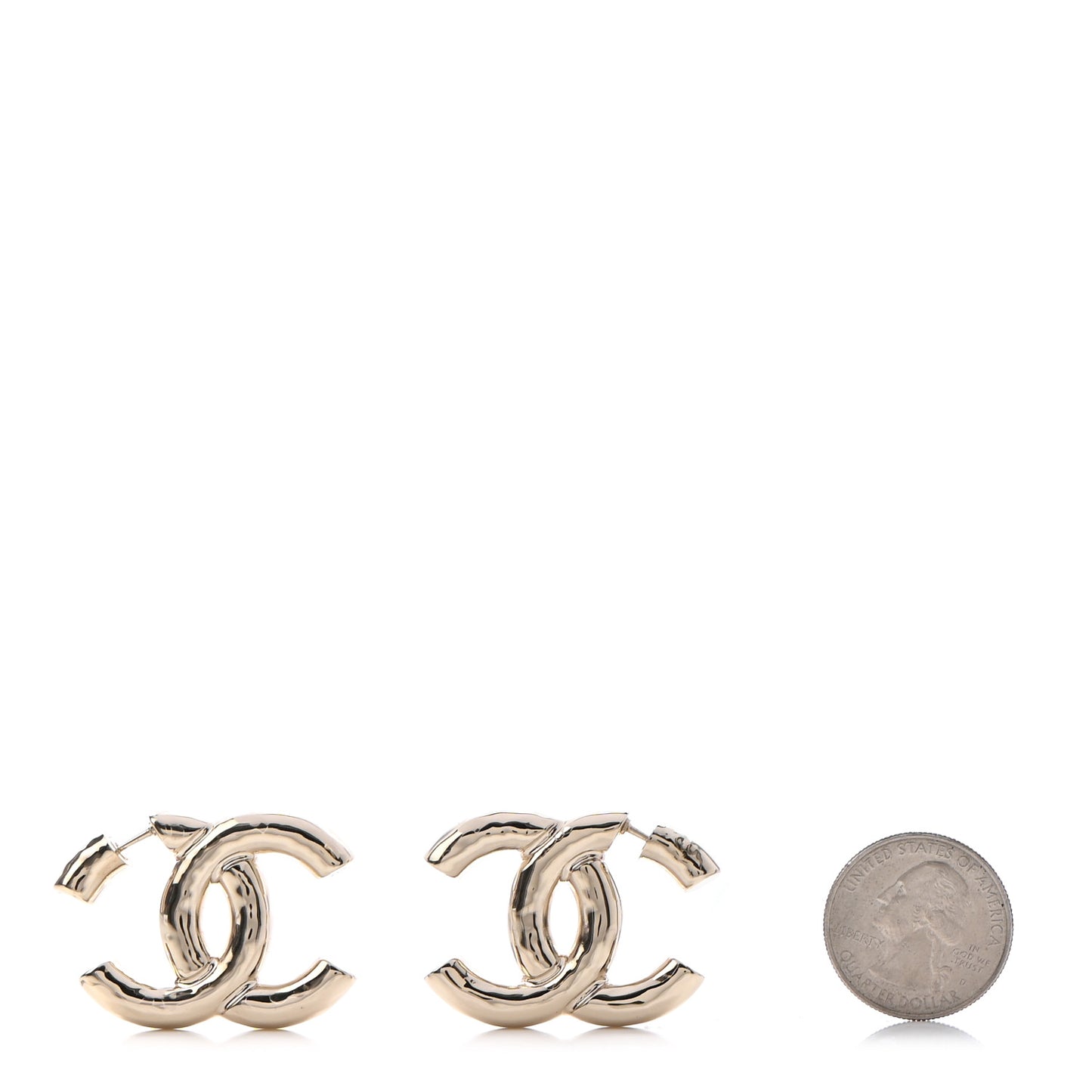 Metal Large CC Earrings Light Gold