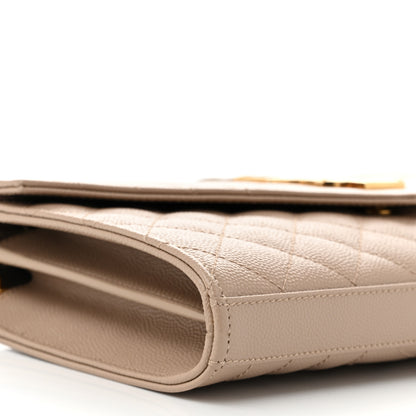 Saint Laurent Grain De Poudre Mixed Matelasse Triquilt Monogram Chain Wallet Dark Beige 8 of 9